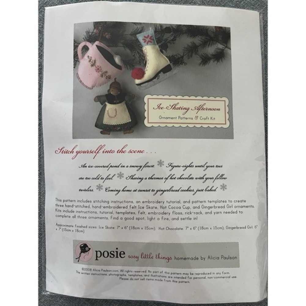 Posie Rosy Little‎ Things Ice Skating Felt Ornament Craft Kit NEW Holiday Xmas